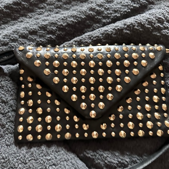 Black Envelope Purse with Gold Studs - Picture 7 of 9
